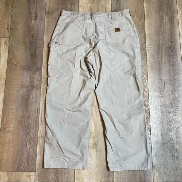 Carhartt Tan Carpenter Canvas Work Pants Jeans Size 40X30 B151 Hiking Painters - Picture 10 of 10